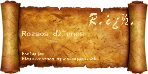 Rozsos Ágnes névjegykártya
